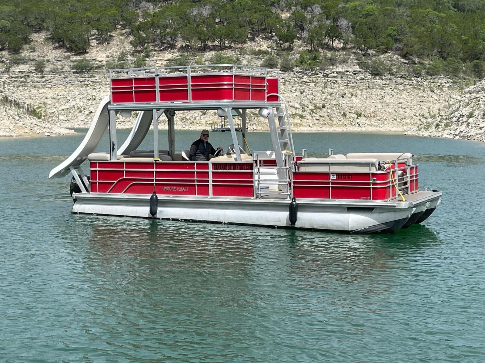 Fireball — 16 passenger pontoon boat rental on Lake Travis, Austin TX